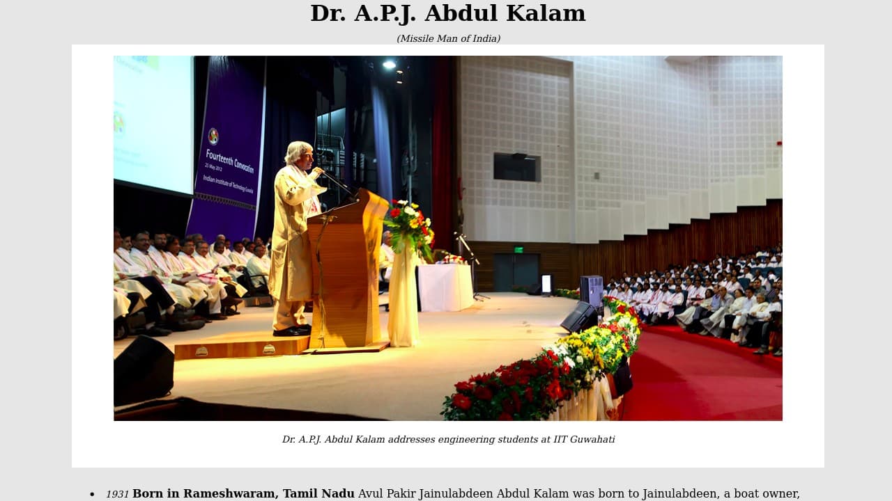 Tribute to Dr. A.P.J. Abdul Kalam